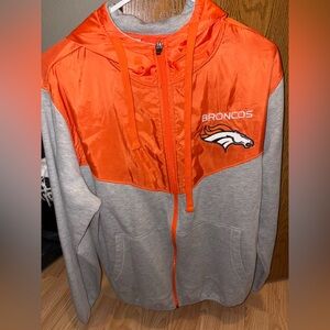 NFL Denver Broncos Orange Gray Hooded Zip Up Sweater